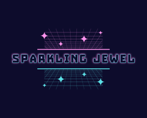 Retro Cyber Grid Sparkle logo design