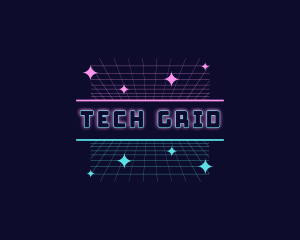 Grid - Retro Cyber Grid Sparkle logo design