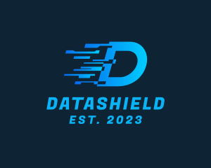 Data Transfer Letter D logo design