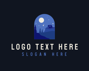 Outdoor - Night Camping Scene logo design