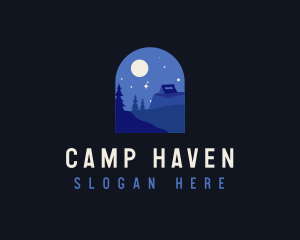 Night Camping Scene logo design