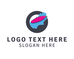 Surfboard - Pink Surfboard Wave logo design