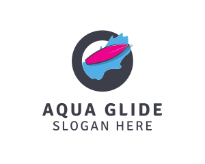 Paddleboard - Pink Surfboard Wave logo design