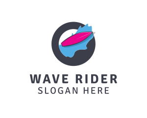 Surfboard - Pink Surfboard Wave logo design