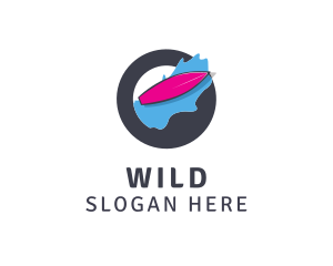 Ocean - Pink Surfboard Wave logo design