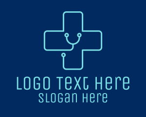 Medical Cross Stethoscope  logo design