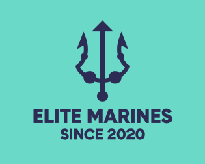 Blue Marine Trident logo design