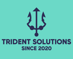 Blue Marine Trident logo design