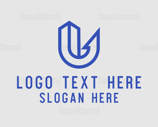 Blue Geometric Letter U Logo