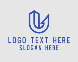 Skyscraper - Blue Geometric Letter U logo design