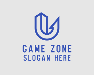 Blue Geometric Letter U  Logo