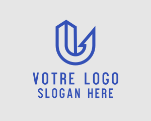 Structure - Blue Geometric Letter U logo design
