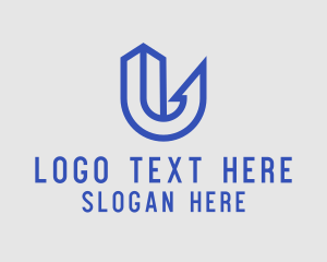 Arrow - Blue Geometric Letter U logo design