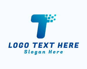 Techno - Tech Pixel Letter T logo design