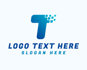 Music - Tech Pixel Letter T logo design