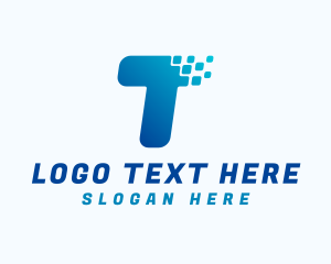 Gradient - Tech Pixel Letter T logo design