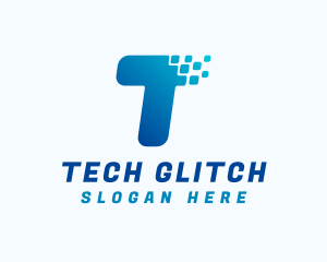 Tech Pixel Letter T logo design