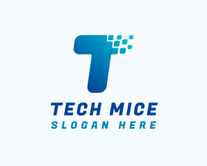 Tech Pixel Letter T logo design