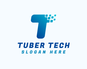 Tech Pixel Letter T logo design