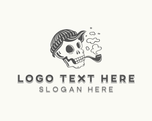 Hipster - Smoking Skull Hipster logo design