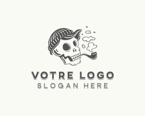 Smoking Skull Hipster Logo