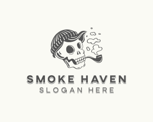 Smoking Skull Hipster logo design