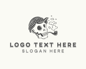 Smoking Skull Hipster Logo