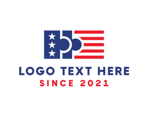 Red And Blue - American Puzzle Flag logo design