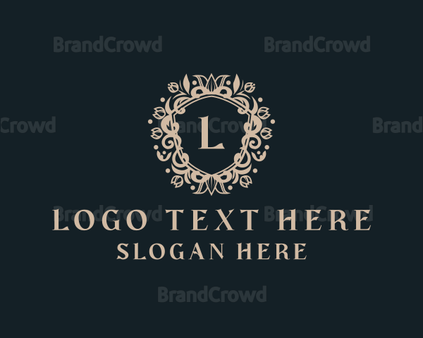 Luxury Floral Shield Ornament Logo