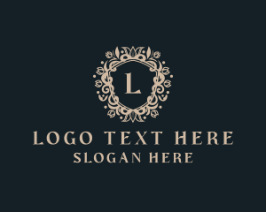 Luxury Floral Shield Ornament Logo