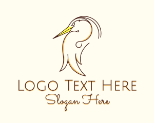 Swallow Bird - Stork Bird Line Art logo design