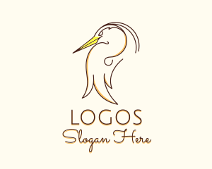 Stork Bird Line Art Logo