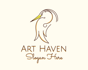 Stork Bird Line Art logo design