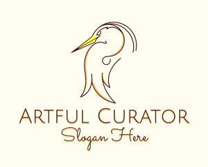 Stork Bird Line Art logo design