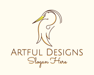 Stork Bird Line Art logo design