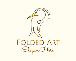 Stork Bird Line Art logo design