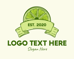 Lemon - Rustic Green Lime Slice logo design