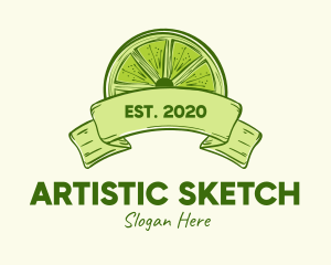 Drawing - Rustic Green Lime Slice logo design