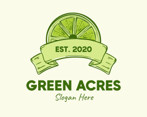 Rustic Green Lime Slice logo design