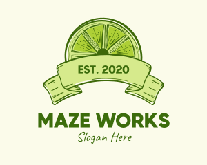 Rustic Green Lime Slice logo design