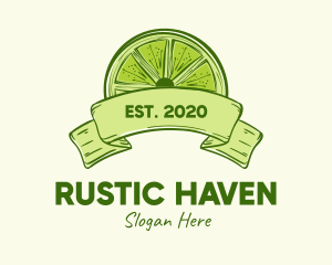 Rustic Green Lime Slice logo design