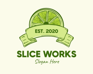 Slice - Rustic Green Lime Slice logo design