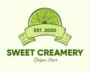 Rustic Green Lime Slice logo design