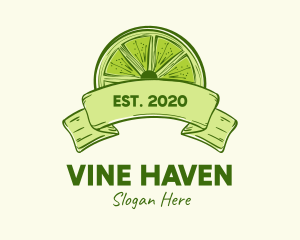 Rustic Green Lime Slice logo design