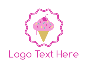 Sugar Cone - Cherry Sprinkles Ice Cream logo design