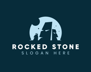 Moai Stone Statue logo design