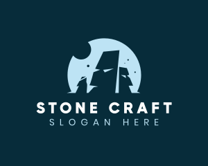 Moai Stone Statue logo design