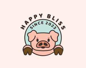 Cute Happy Piglet logo design