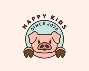 Cute Happy Piglet logo design