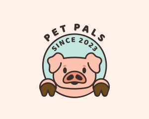 Cute Happy Piglet logo design